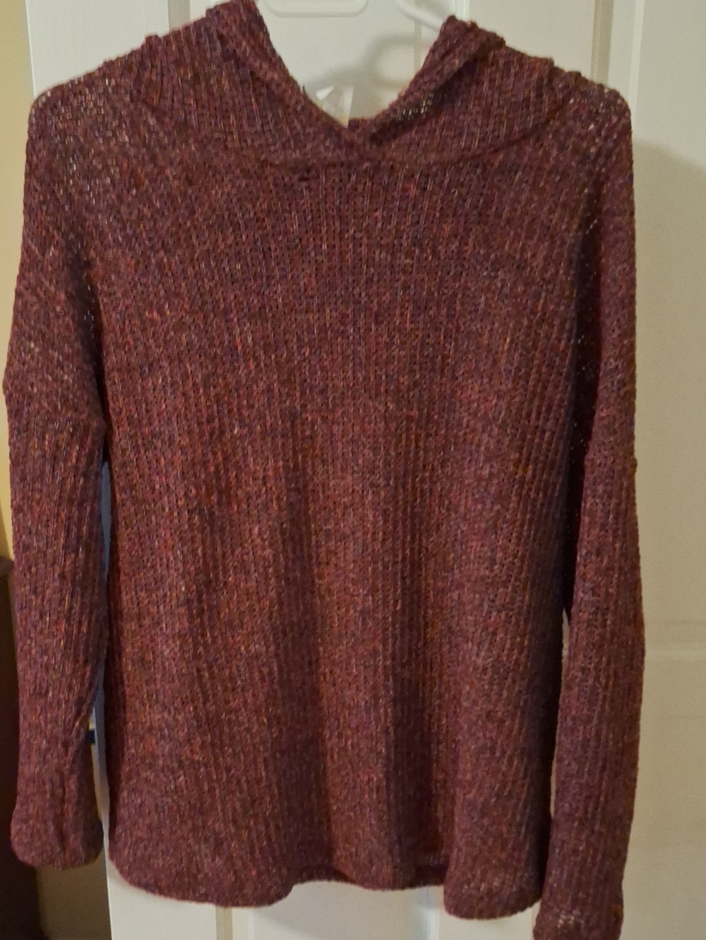 Sew In Love Womens Burnt Orange Ribbed Knit Hooded Sweater